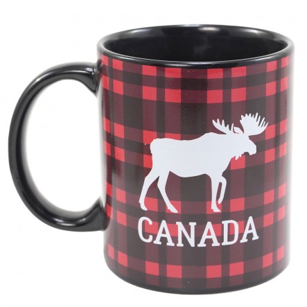 Tasse mug Moose moose plaid rouge