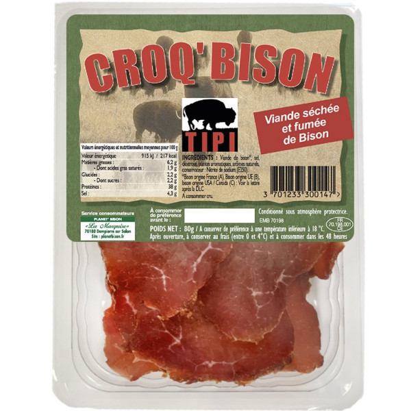Croq' Bison Getrocknetes und geräuchertes Fleisch 80g